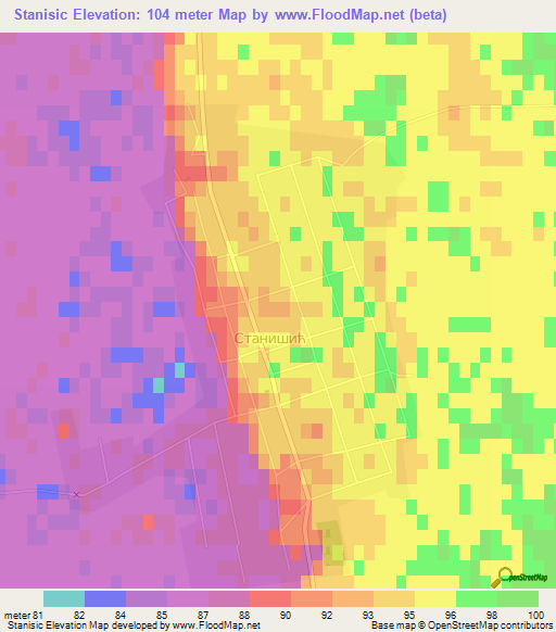 Stanisic,Serbia Elevation Map