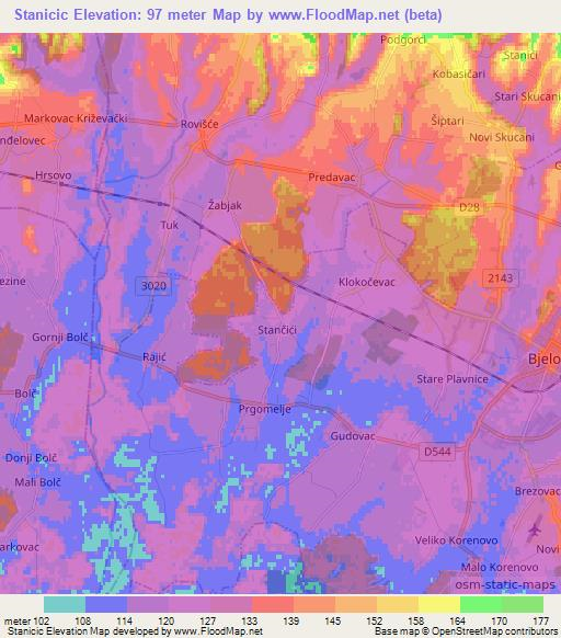 Stanicic,Croatia Elevation Map