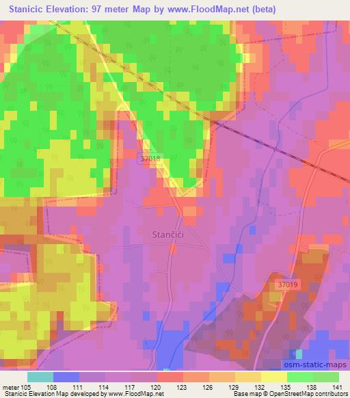 Stanicic,Croatia Elevation Map