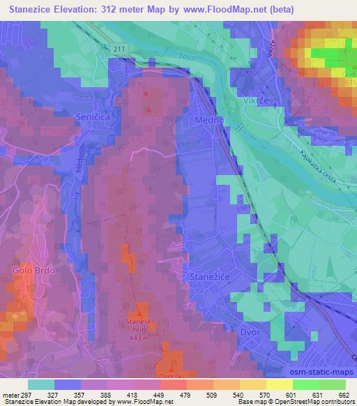 Stanezice,Slovenia Elevation Map