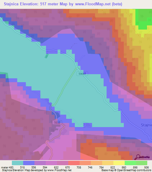 Stajnica,Croatia Elevation Map