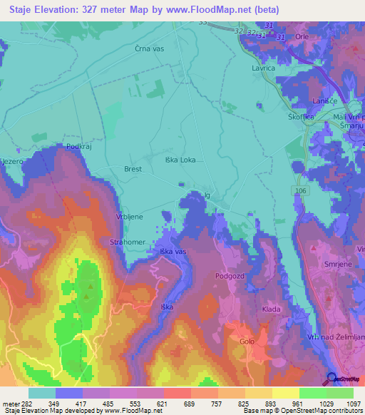 Staje,Slovenia Elevation Map