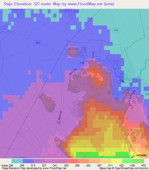 Staje,Slovenia Elevation Map