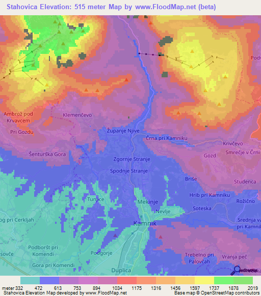 Stahovica,Slovenia Elevation Map