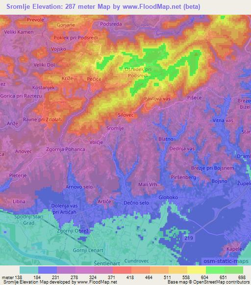 Sromlje,Slovenia Elevation Map