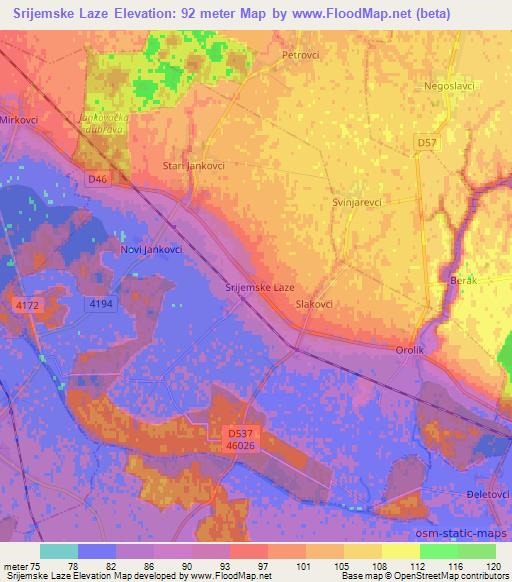 Srijemske Laze,Croatia Elevation Map