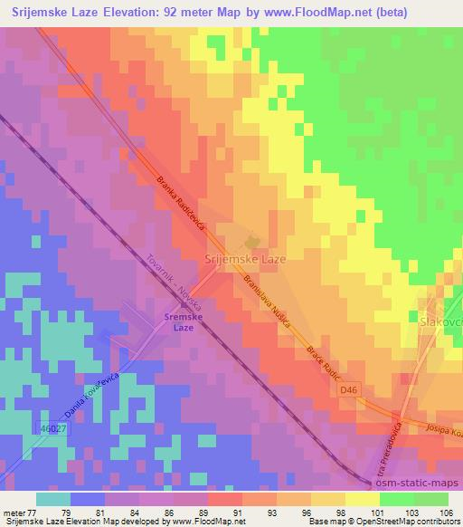 Srijemske Laze,Croatia Elevation Map