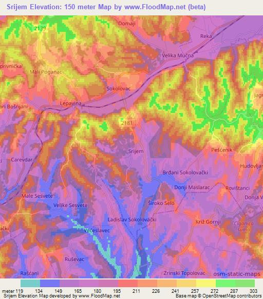 Srijem,Croatia Elevation Map