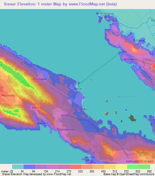 Sreser,Croatia Elevation Map