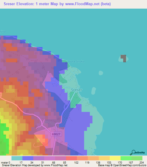 Sreser,Croatia Elevation Map