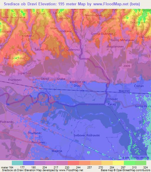 Sredisce ob Dravi,Slovenia Elevation Map