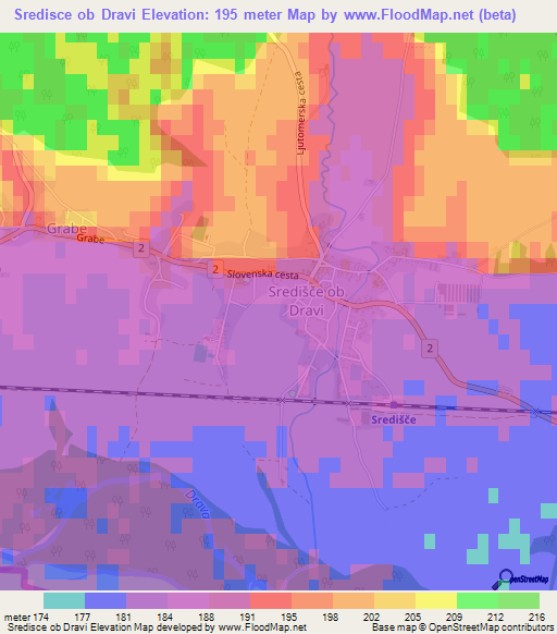 Sredisce ob Dravi,Slovenia Elevation Map