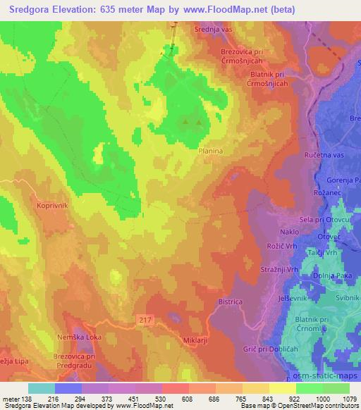 Sredgora,Slovenia Elevation Map