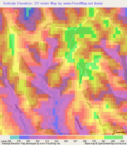 Srebotje,Slovenia Elevation Map