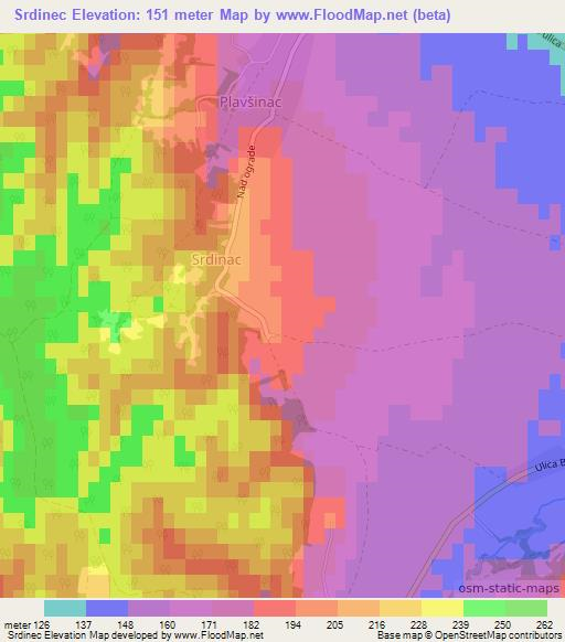 Srdinec,Croatia Elevation Map