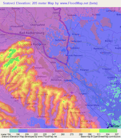 Sratovci,Slovenia Elevation Map