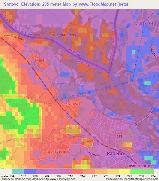 Sratovci,Slovenia Elevation Map