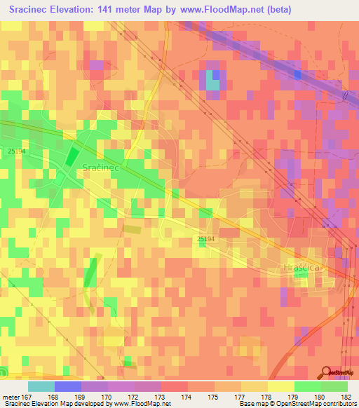 Sracinec,Croatia Elevation Map