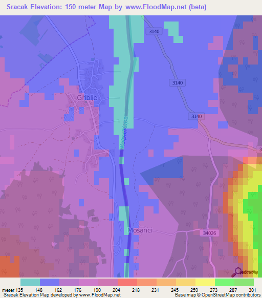 Sracak,Croatia Elevation Map