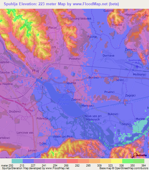 Spuhlja,Slovenia Elevation Map