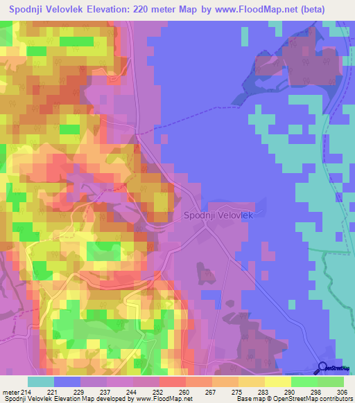 Spodnji Velovlek,Slovenia Elevation Map