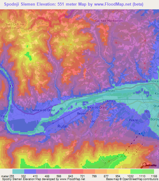 Spodnji Slemen,Slovenia Elevation Map