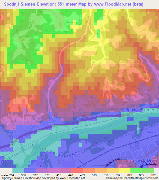 Spodnji Slemen,Slovenia Elevation Map