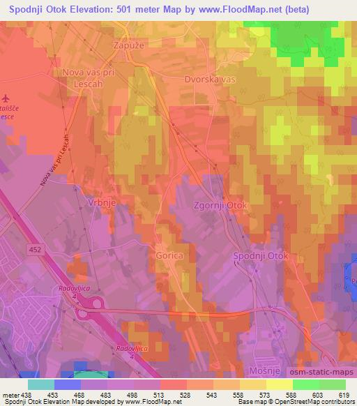 Spodnji Otok,Slovenia Elevation Map