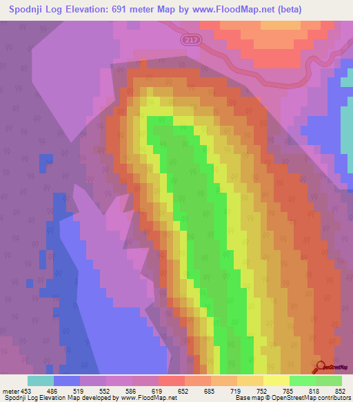 Spodnji Log,Slovenia Elevation Map