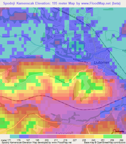 Spodnji Kamenscak,Slovenia Elevation Map