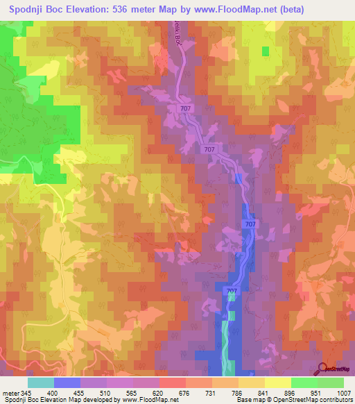 Spodnji Boc,Slovenia Elevation Map