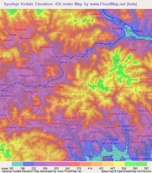 Spodnje Vodale,Slovenia Elevation Map