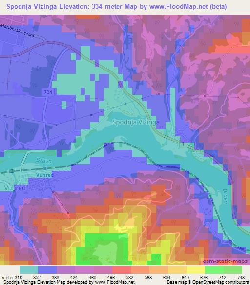 Spodnja Vizinga,Slovenia Elevation Map