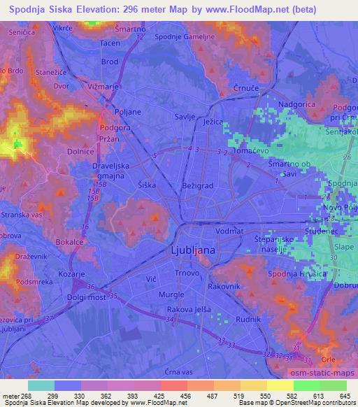 Spodnja Siska,Slovenia Elevation Map