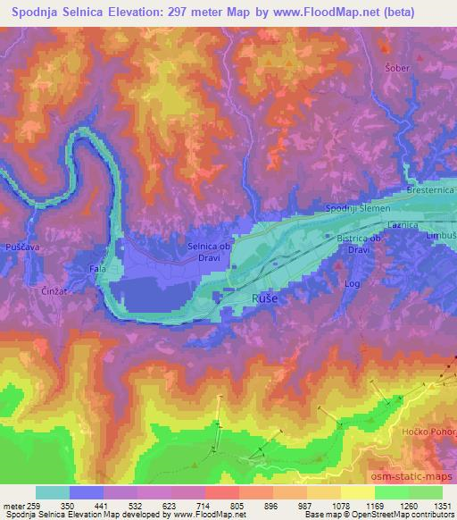 Spodnja Selnica,Slovenia Elevation Map