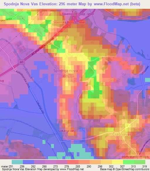 Spodnja Nova Vas,Slovenia Elevation Map