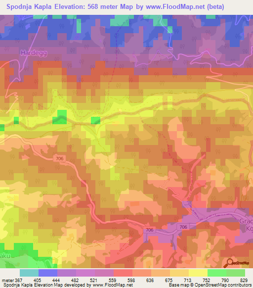 Spodnja Kapla,Slovenia Elevation Map