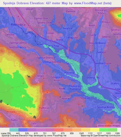 Spodnja Dobrava,Slovenia Elevation Map