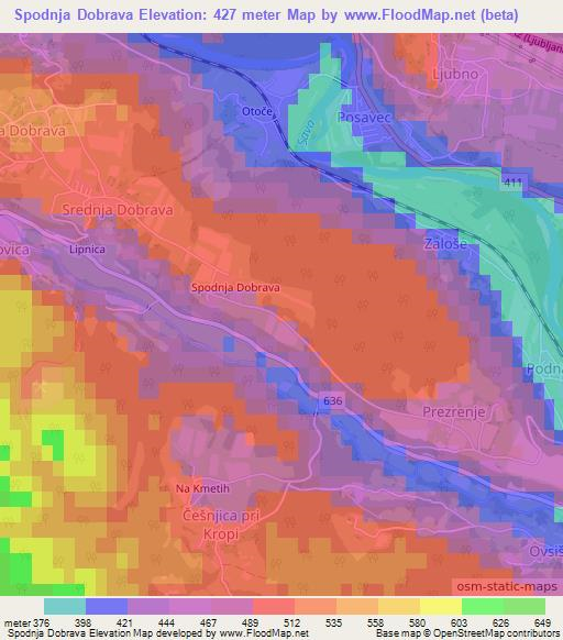 Spodnja Dobrava,Slovenia Elevation Map