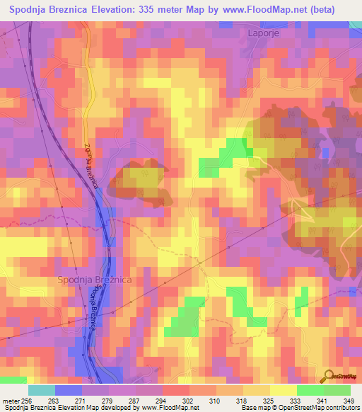 Spodnja Breznica,Slovenia Elevation Map