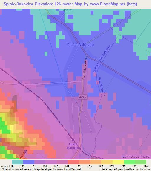 Spisic-Bukovica,Croatia Elevation Map