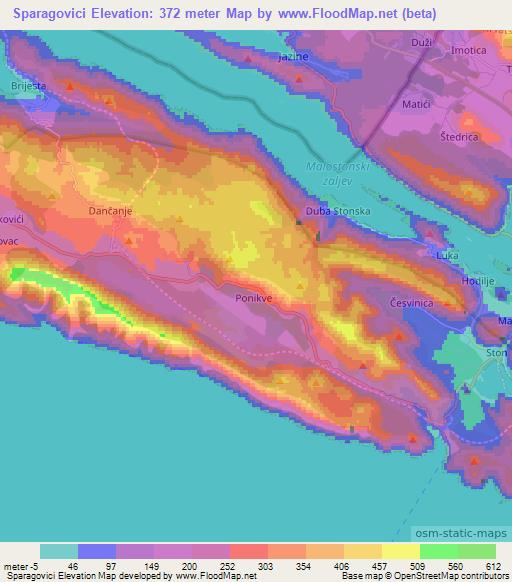 Sparagovici,Croatia Elevation Map