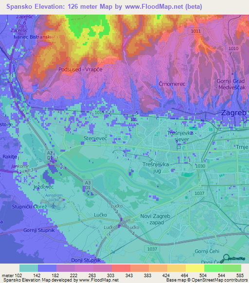 Spansko,Croatia Elevation Map