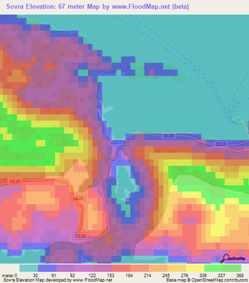 Sovra,Croatia Elevation Map