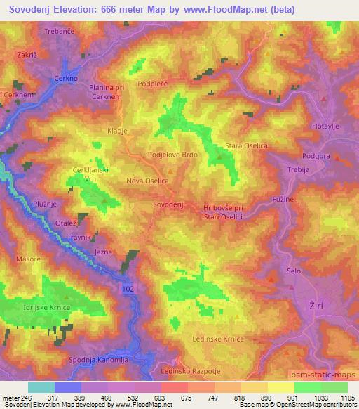 Sovodenj,Slovenia Elevation Map