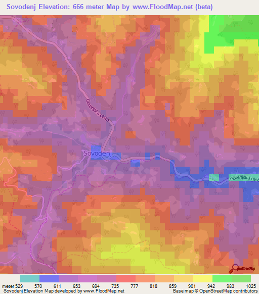 Sovodenj,Slovenia Elevation Map