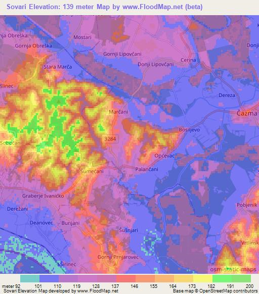 Sovari,Croatia Elevation Map