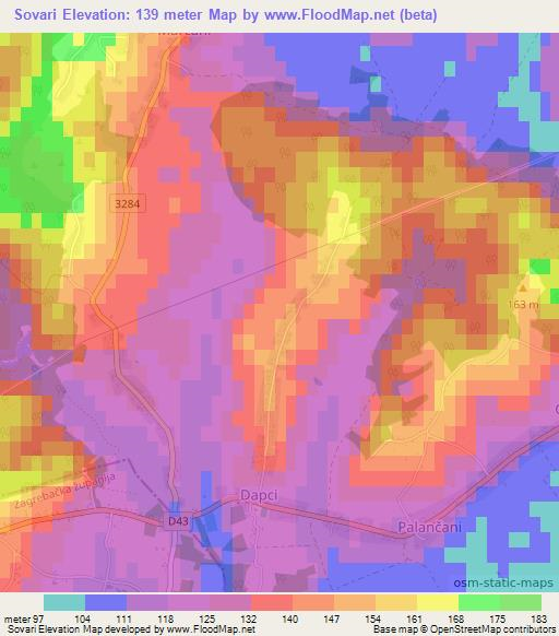 Sovari,Croatia Elevation Map