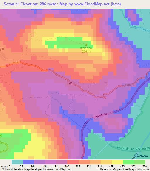 Sotonici,Montenegro Elevation Map