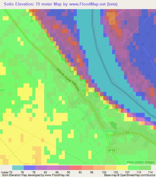 Sotin,Croatia Elevation Map